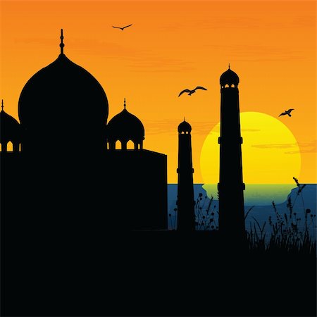 silhouette view of Taj Mahal, agra, India, sunrise,sunset Stock Photo - Budget Royalty-Free & Subscription, Code: 400-04142570