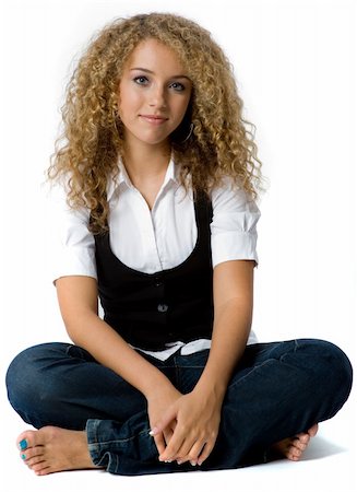 eastwestimaging (artist) - A pretty teenage girl with great hair on white background Fotografie stock - Microstock e Abbonamento, Codice: 400-04142910