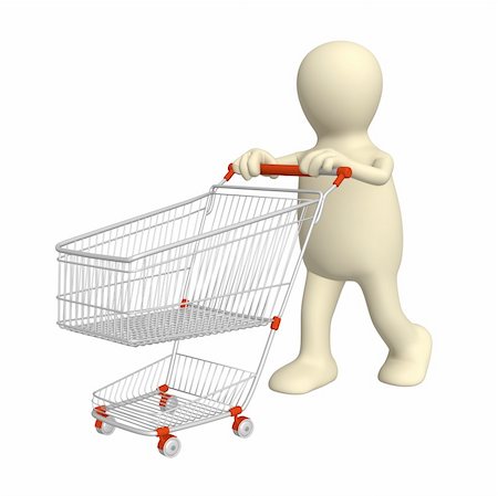 shopaholic (male) - 3d puppet, going for purchases - over white Stock Photo - Budget Royalty-Free & Subscription, Code: 400-04143184