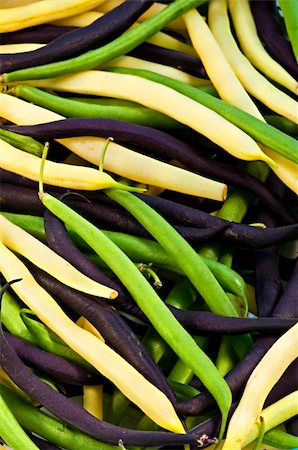 Pile of purple yellow and green string beans Stock Photo - Budget Royalty-Free & Subscription, Code: 400-04143546