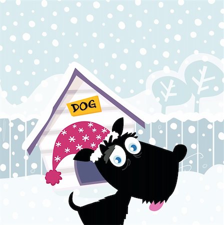 simsearch:400-05742476,k - Adorable christmas doggie in christmas hat. Vector Illustration. Photographie de stock - Aubaine LD & Abonnement, Code: 400-04143634