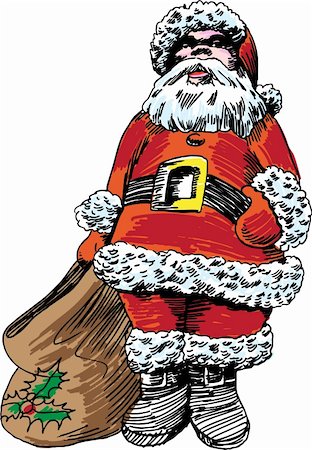 simsearch:400-04645691,k - Hand drawn image of Santa Claus with bag. Stock Photo - Budget Royalty-Free & Subscription, Code: 400-04143710