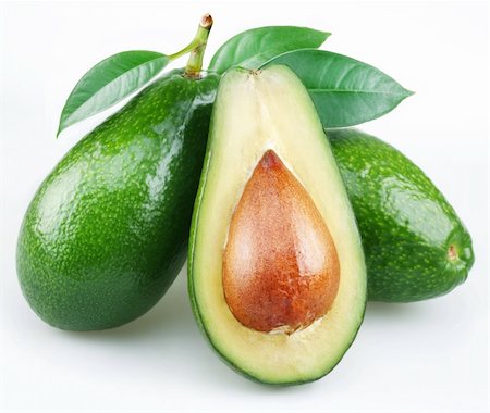 Avocado with leaves on a white background Foto de stock - Royalty-Free Super Valor e Assinatura, Número: 400-04154111