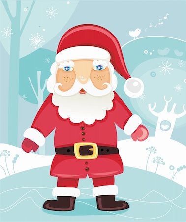 simsearch:400-07218423,k - Christmas Santa Claus in the forest Stockbilder - Microstock & Abonnement, Bildnummer: 400-04154188