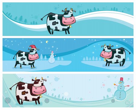 Cute friendly cow banners. with space for your text Stock Photo - Budget Royalty-Free & Subscription, Code: 400-04154181