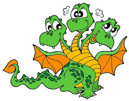 dragon head - Cute three headed dragon - vector illustration. Stock Photo - Budget Royalty-Free & Subscription, Code: 400-04154426