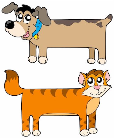 simsearch:400-05686866,k - Flat cat and dog - vector illustration. Fotografie stock - Microstock e Abbonamento, Codice: 400-04154427