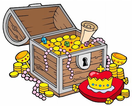 pedra papel tesoura - Big treasure chest - vector illustration. Foto de stock - Royalty-Free Super Valor e Assinatura, Número: 400-04154421