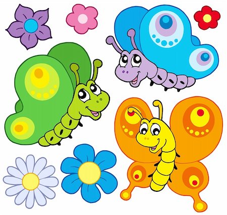 fly air clipart - Cartoon butterflies collection - vector illustration. Stock Photo - Budget Royalty-Free & Subscription, Code: 400-04154422