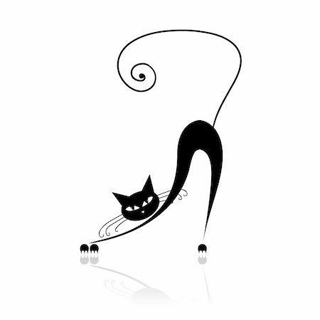 simsearch:400-04671605,k - Black cat silhouette for your design Photographie de stock - Aubaine LD & Abonnement, Code: 400-04154487