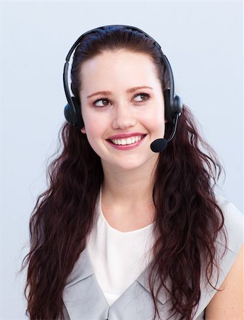 simsearch:400-03990860,k - Smiling beautiful woman working in a call center Photographie de stock - Aubaine LD & Abonnement, Code: 400-04154739