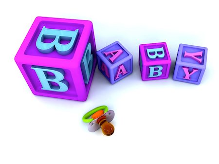 simsearch:400-04660584,k - A stack of children's alphabet blocks spelling the word baby and pacifier isolated on a white background Foto de stock - Royalty-Free Super Valor e Assinatura, Número: 400-04154865