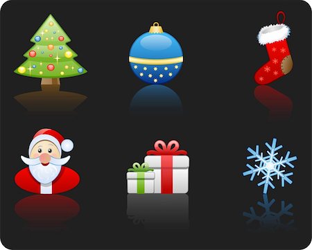 simsearch:400-09142612,k - Icons set on a theme Christmas black background Stockbilder - Microstock & Abonnement, Bildnummer: 400-04155002