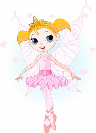 Little Cute fairy ballerina. Background and wings are separate groups. Stock Photo - Budget Royalty-Free & Subscription, Code: 400-04155154