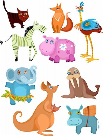 vector illustration of a animal set Fotografie stock - Microstock e Abbonamento, Codice: 400-04155546