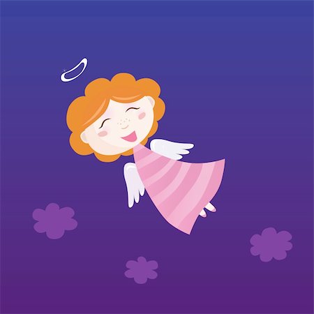 simsearch:400-04736001,k - Romantic small christmas angel with white wings, symbol of christmas evening. Vector Illustration. Foto de stock - Super Valor sin royalties y Suscripción, Código: 400-04155553