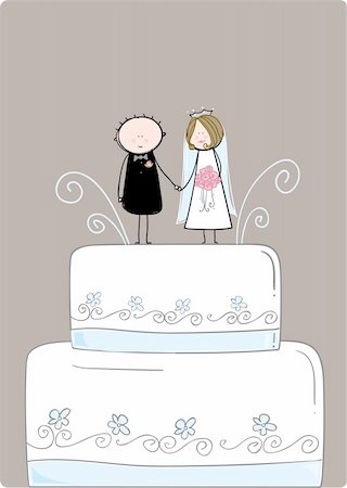 slirette (artist) - Bride and Groom Wedding cake topper vector Stockbilder - Microstock & Abonnement, Bildnummer: 400-04155635