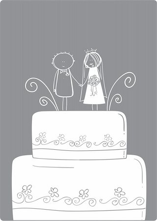 slirette (artist) - Bride and Groom Wedding cake topper vector Stockbilder - Microstock & Abonnement, Bildnummer: 400-04155636