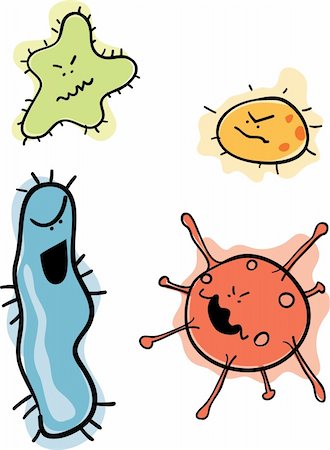 Cartoon depiction of various germs and viruses Stock Photo - Budget Royalty-Free & Subscription, Code: 400-04155647