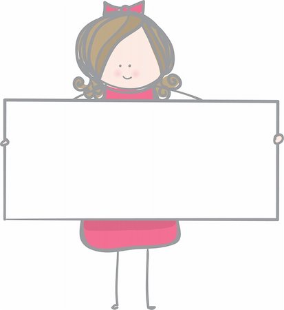 slirette (artist) - Girl holding blank sign with area for your text Stockbilder - Microstock & Abonnement, Bildnummer: 400-04155650
