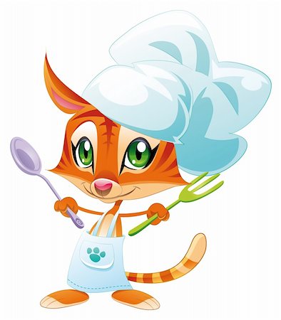 Cook cat. Funny cartoon and vector character Stock Photo - Budget Royalty-Free & Subscription, Code: 400-04155902