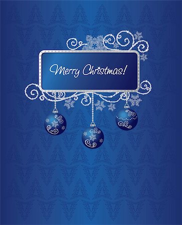 Vector blue and silver Christmas card illustration Stock Photo - Budget Royalty-Free & Subscription, Code: 400-04155944