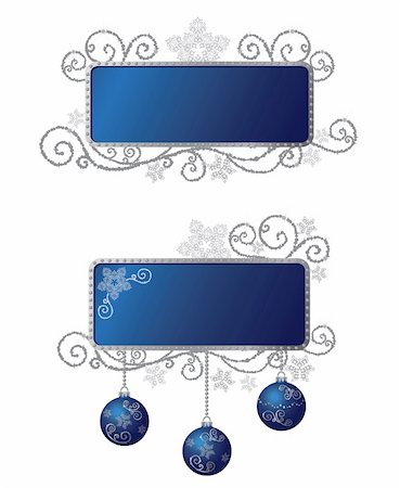 Vector blue & silver Christmas frames. Isolated Stock Photo - Budget Royalty-Free & Subscription, Code: 400-04155943