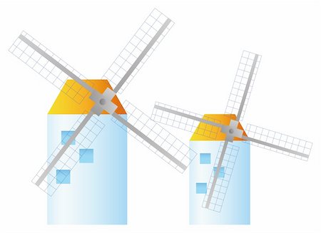 simsearch:400-07576056,k - illustration drawing of two qld windmill in a white background Foto de stock - Super Valor sin royalties y Suscripción, Código: 400-04156002