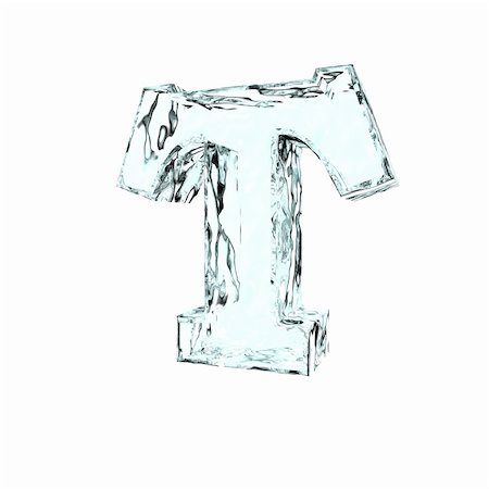 frozen uppercase letter T on white background - 3d illustration Foto de stock - Super Valor sin royalties y Suscripción, Código: 400-04156212