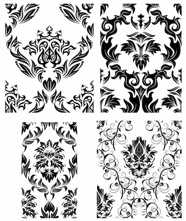 simsearch:400-08022503,k - Damask seamless vector patterns set.  For easy making seamless pattern just drag all group into swatches bar, and use it for filling any contours. Stock Photo - Budget Royalty-Free & Subscription, Code: 400-04156306