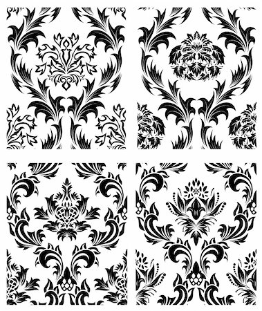 simsearch:400-08164930,k - Damask seamless vector patterns set.  For easy making seamless pattern just drag all group into swatches bar, and use it for filling any contours. Stock Photo - Budget Royalty-Free & Subscription, Code: 400-04156308