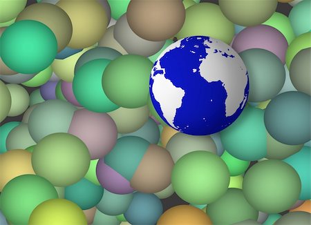 simsearch:400-07680428,k - Earth amongst colored spheres Stock Photo - Budget Royalty-Free & Subscription, Code: 400-04156342