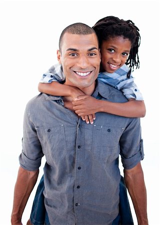 Smiling Ethnic father giving his son piggiback ride Stock Photo - Budget Royalty-Free & Subscription, Code: 400-04156725
