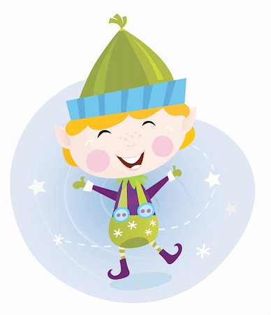 simsearch:400-05693542,k - Cute christmas elf in green costume. Vector cartoon Illustration. Photographie de stock - Aubaine LD & Abonnement, Code: 400-04156734