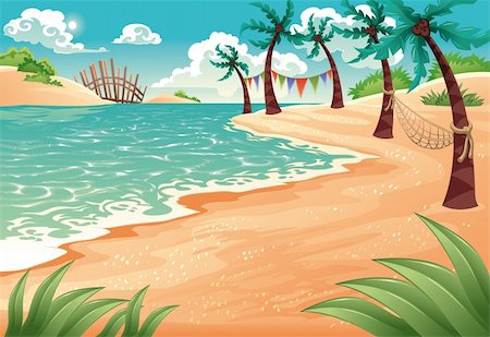 Cartoon seascape. Vector illustration. Summer scene. Stock Photo - Budget Royalty-Free & Subscription, Code: 400-04156843