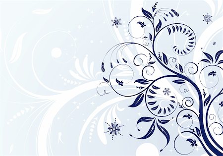 Grunge Floral Christmas Background with snowflakes, element for design, vector illustration Stock Photo - Budget Royalty-Free & Subscription, Code: 400-04156927