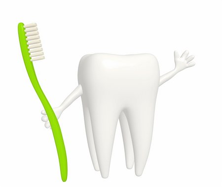simsearch:400-06327889,k - Tooth with toothbrush - isolated over white Photographie de stock - Aubaine LD & Abonnement, Code: 400-04156938