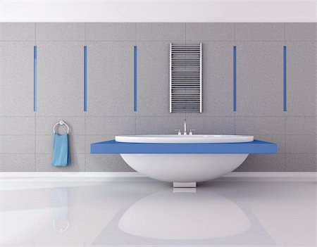 simsearch:622-02355166,k - modern blue and gray bathroom - rendering Stock Photo - Budget Royalty-Free & Subscription, Code: 400-04156975