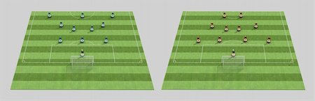 two different football tactics, 3-4-3 and 4-4-3 Stock Photo - Budget Royalty-Free & Subscription, Code: 400-04156980