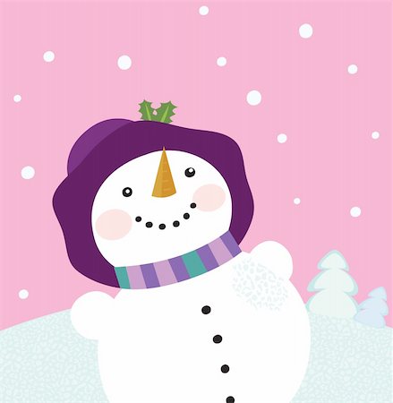 simsearch:400-04157187,k - Winter romance. Christmas snowy lady on pink background. Vector cartoon illustration. Stockbilder - Microstock & Abonnement, Bildnummer: 400-04157234