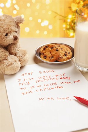 Child true wish on Christmas written on the letter to Santa Stock Photo - Budget Royalty-Free & Subscription, Code: 400-04157343