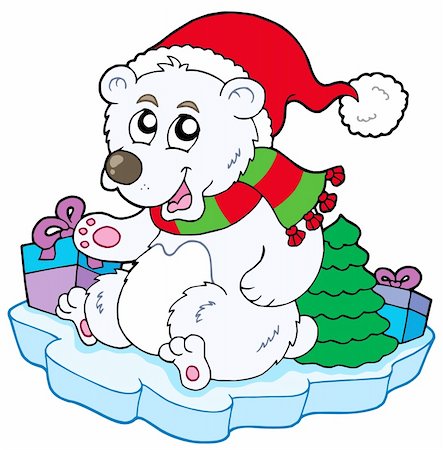 simsearch:400-05178688,k - Christmas polar bear - vector illustration. Photographie de stock - Aubaine LD & Abonnement, Code: 400-04157383