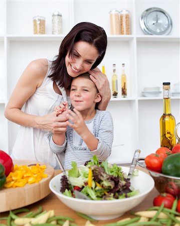 Happy mother and daughter in kitchen Stock Photo - Budget Royalty-Free & Subscription, Code: 400-04157542