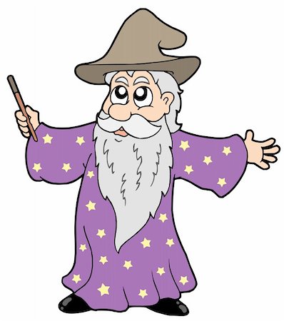 simsearch:400-05673575,k - Wizard with magic wand - vector illustration. Stockbilder - Microstock & Abonnement, Bildnummer: 400-04157796