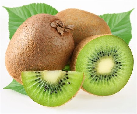 Kiwi with leaves on a white background Stock Photo - Budget Royalty-Free & Subscription, Code: 400-04157863