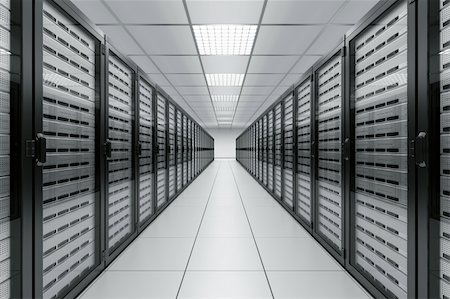 server illustration - 3d rendering of a server room with black servers Stock Photo - Budget Royalty-Free & Subscription, Code: 400-04158067