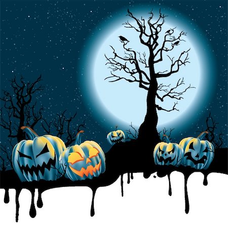 simsearch:400-04228432,k - Evil looking pumpkins in a barren field. Foto de stock - Royalty-Free Super Valor e Assinatura, Número: 400-04158169