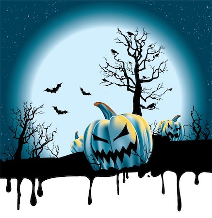 simsearch:400-04214856,k - Evil looking pumpkins in a barren field. Fotografie stock - Microstock e Abbonamento, Codice: 400-04158188
