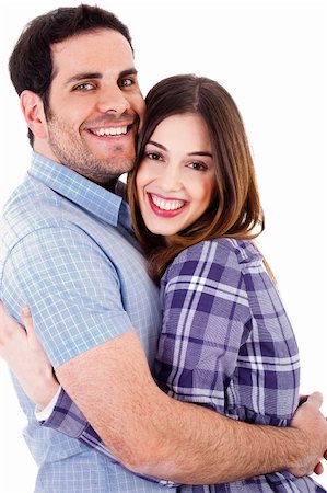 Happy lovers hug each other on a isolated white background Stock Photo - Budget Royalty-Free & Subscription, Code: 400-04158292