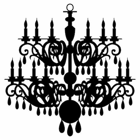 Vector chandelier silhouette isolated on the white background, full scalable vector graphic included Eps v8 and 300 dpi JPG. Stock Photo - Budget Royalty-Free & Subscription, Code: 400-04158438